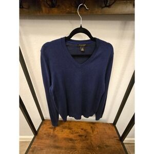 Banana Republic Mens Navy V Neck Luxury Sweater Size S Silk Cotton Cashmere